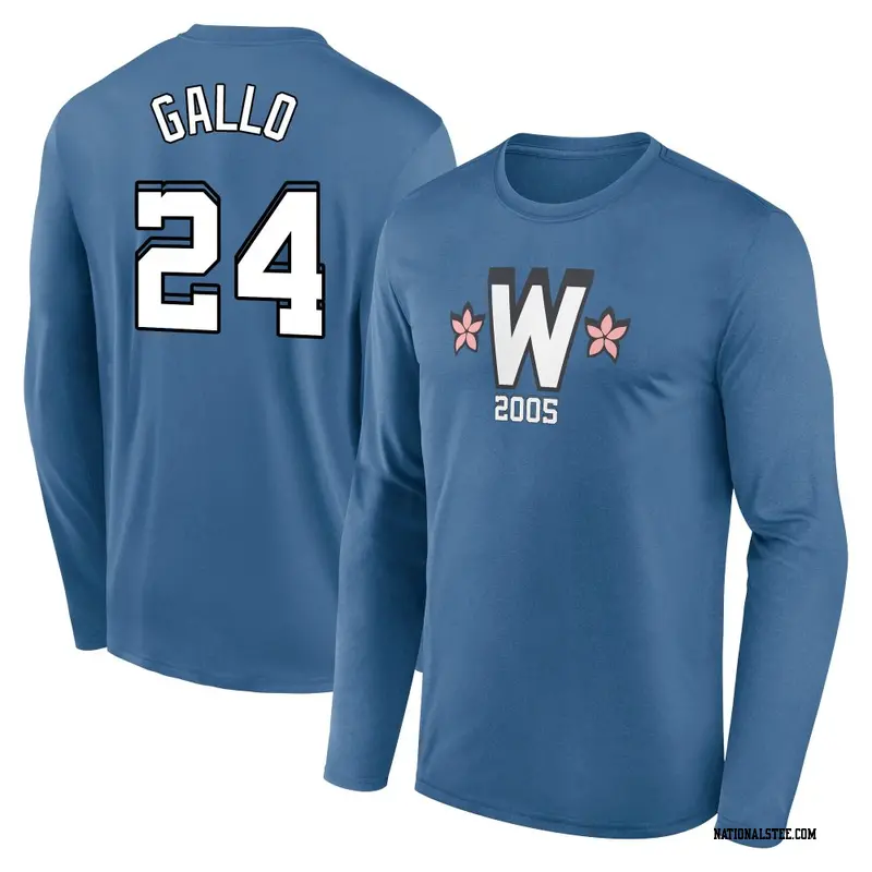 Men's Washington Nationals ＃24 Joey Gallo Blue 2025 City Connect Fuse Name & Number Long Sleeve T-Shirt