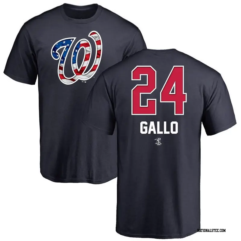 Men's Washington Nationals ＃24 Joey Gallo Navy Name and Number Banner Wave T-Shirt