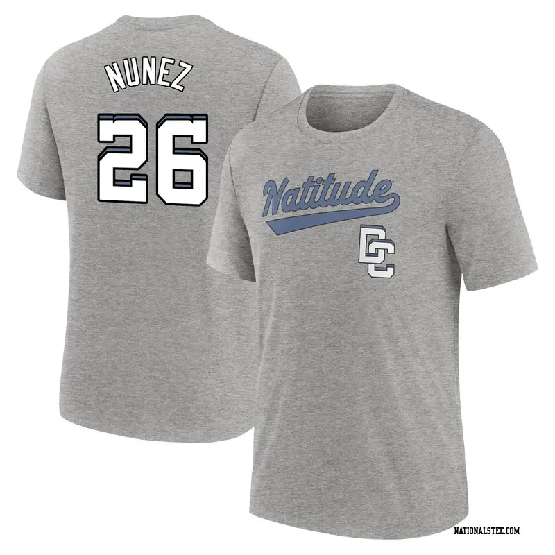 Men's Washington Nationals ＃26 Nasim Nunez Charcoal Heather 2025 City Connect Name & Number T-Shirt