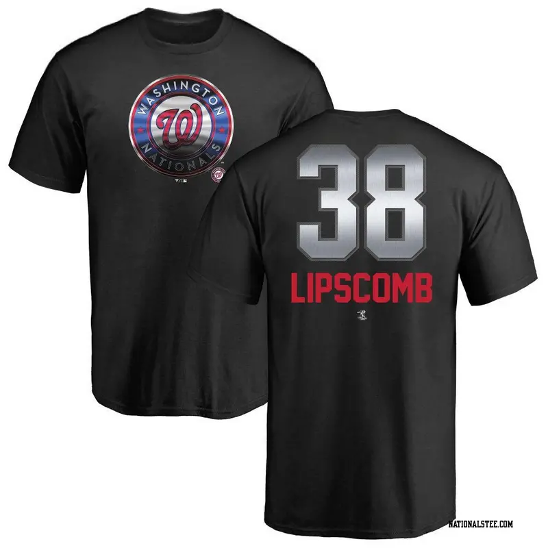 Men's Washington Nationals ＃38 Trey Lipscomb Black Midnight Mascot T-Shirt