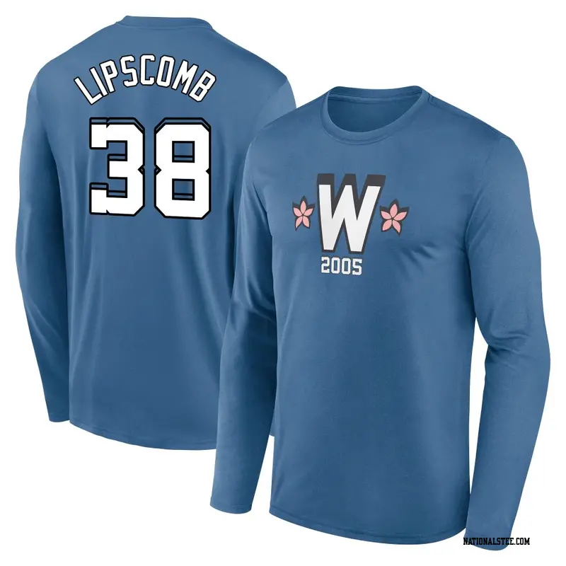 Men's Washington Nationals ＃38 Trey Lipscomb Blue 2025 City Connect Fuse Name & Number Long Sleeve T-Shirt