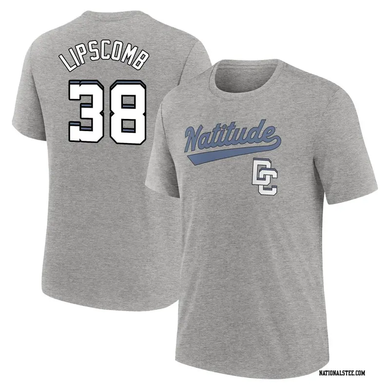 Men's Washington Nationals ＃38 Trey Lipscomb Charcoal Heather 2025 City Connect Name & Number T-Shirt