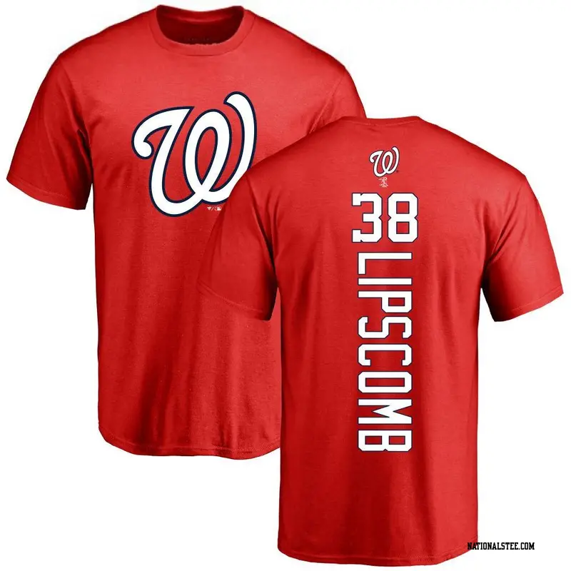 Men's Washington Nationals ＃38 Trey Lipscomb Red Backer T-Shirt
