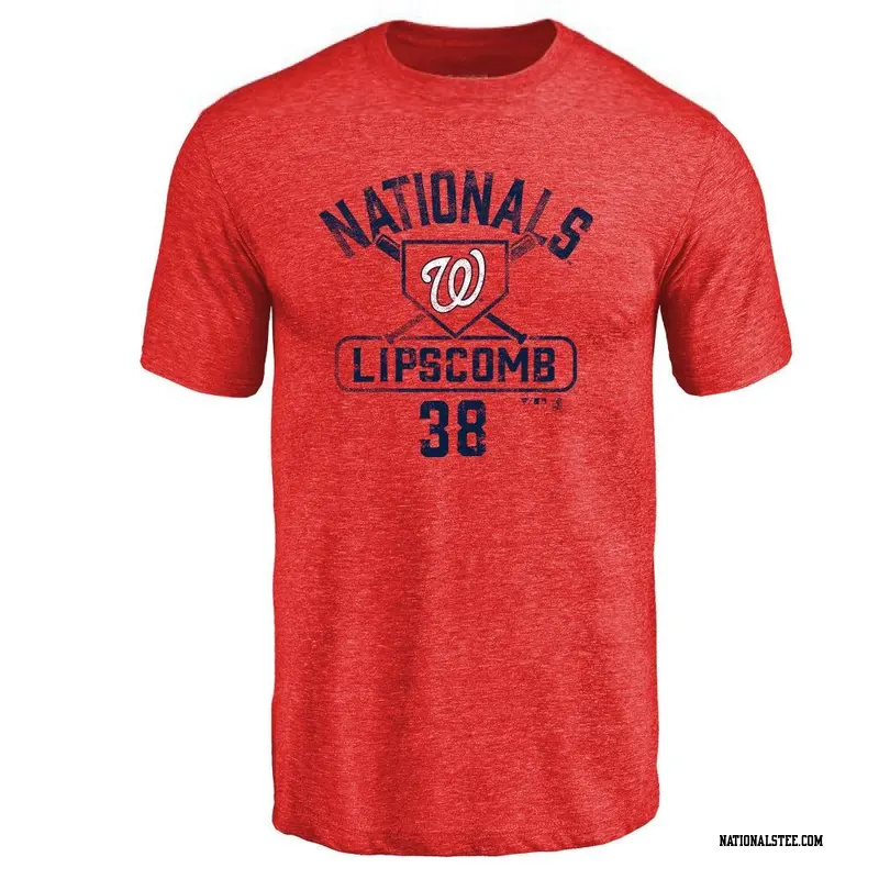 Men's Washington Nationals ＃38 Trey Lipscomb Red Base Runner T-Shirt