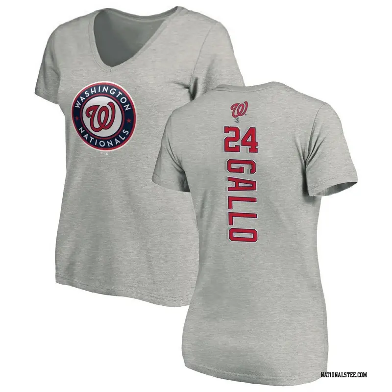 Women's Washington Nationals ＃24 Joey Gallo Ash Backer Slim Fit T-Shirt