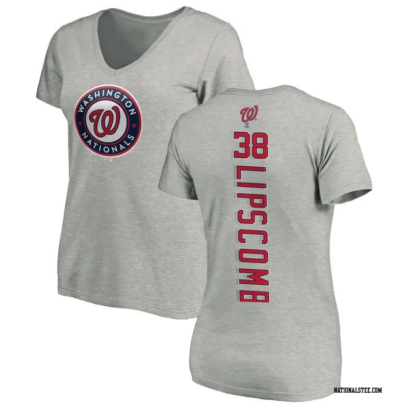 Women's Washington Nationals ＃38 Trey Lipscomb Ash Backer Slim Fit T-Shirt