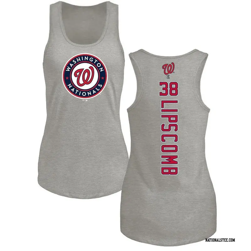 Women's Washington Nationals ＃38 Trey Lipscomb Ash Backer Tank Top