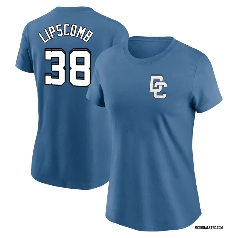 Women's Washington Nationals ＃38 Trey Lipscomb Blue 2025 City Connect Fuse Name & Number 2.0 T-Shirt