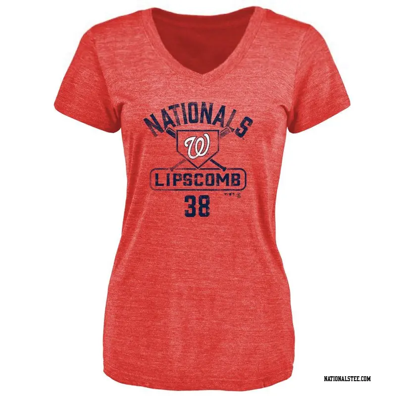 Women's Washington Nationals ＃38 Trey Lipscomb Red Base Runner T-Shirt