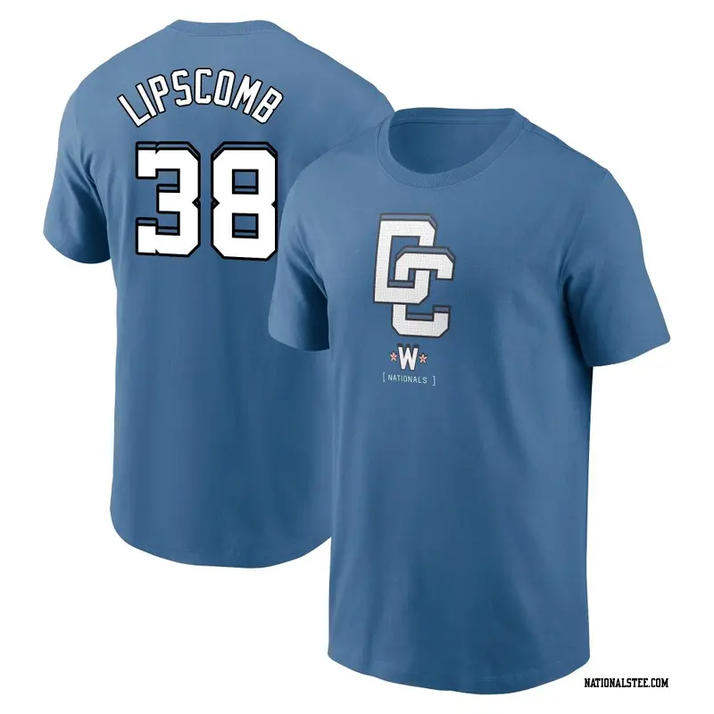 Youth Washington Nationals ＃38 Trey Lipscomb Blue 2025 City Connect Fuse Name & Number T-Shirt