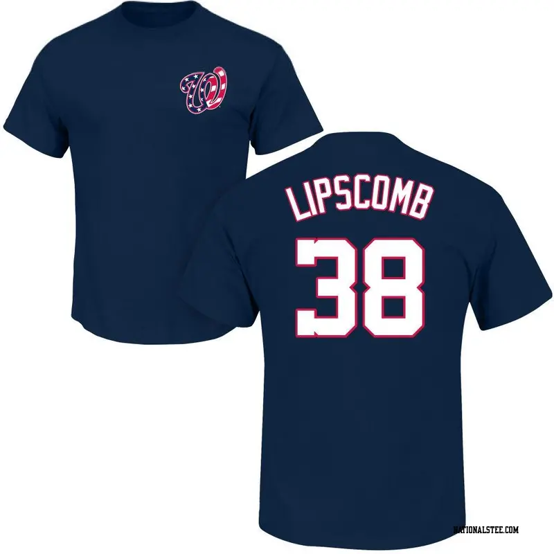 Youth Washington Nationals ＃38 Trey Lipscomb Navy Roster Name & Number T-Shirt