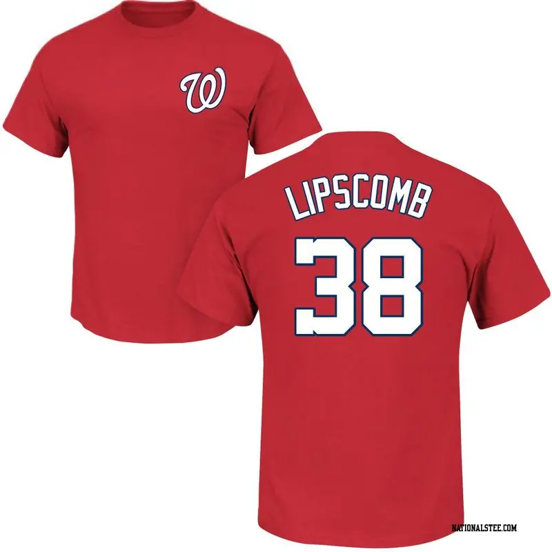 Youth Washington Nationals ＃38 Trey Lipscomb Red Roster Name & Number T-Shirt