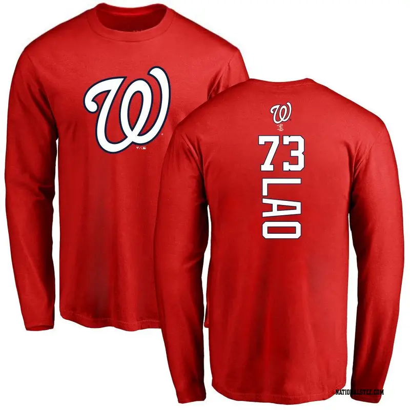 Youth Washington Nationals ＃73 Sauryn Lao Red Backer Long Sleeve T-Shirt